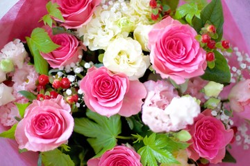 花束　バラ　ピンク