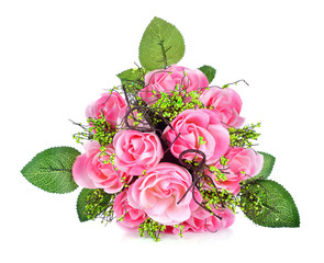 Colorful artificial flower on white background