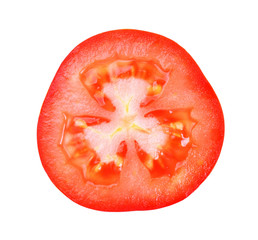 Tomato slice isolated on white background