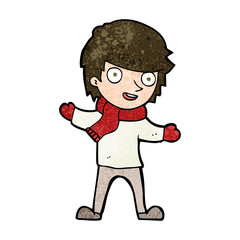 cartoon boy in winter clothes