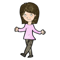 cartoon woman with no worries