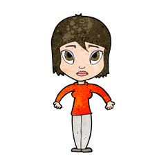 cartoon woman shrugging shoulders