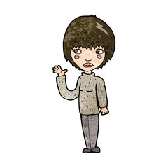 cartoon woman waving