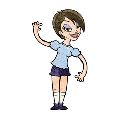 cartoon girl waving
