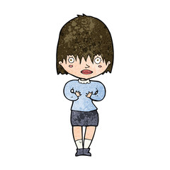 cartoon woman making Who Me? gesture