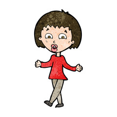 cartoon woman shrugging shoulders