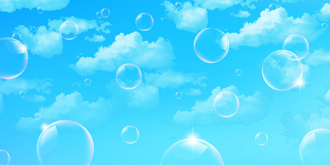 空　シャボン玉　背景
