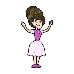 cartoon happy 1950's woman