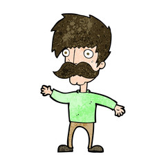 cartoon man with mustache waving