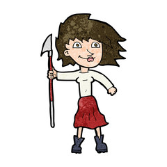 cartoon woman with spear
