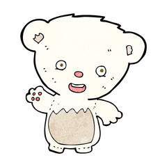 cartoon polar bearcub waving