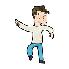 cartoon happy man pointing
