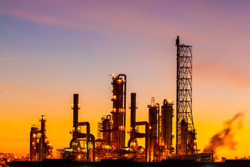 Oil refinery at twilight
