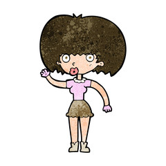 cartoon woman waving