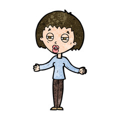 cartoon suspicious woman