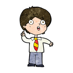 cartoon schoolboy answering question