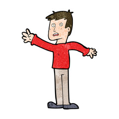 cartoon worried man reaching