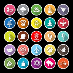 Clean concept flat icons with long shadow