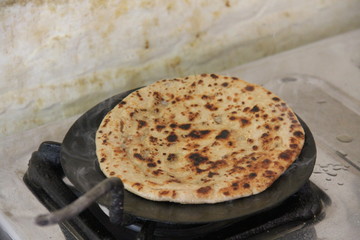 Ready chapatis with potatoes.