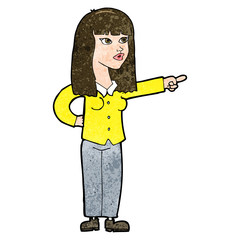 cartoon pretty woman pointing