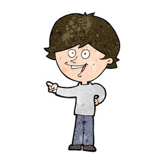 cartoon boy laughing and pointing