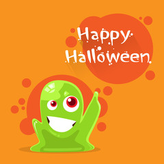 Jelly Monster Green Alien Character Point Finger Up