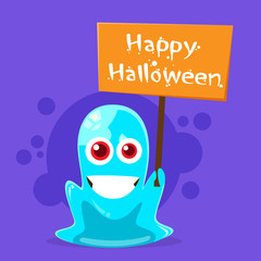 Jelly Monster Blue Alien Character Hold Board Sign