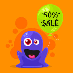 Jelly Monster Sale Promotion Balloon Shopping Discount Banner