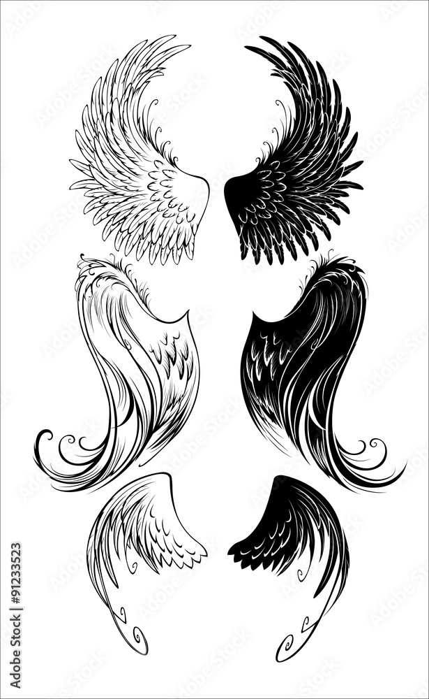 Wall mural stylized angel wings