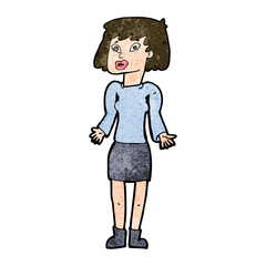 cartoon woman shrugging shoulders