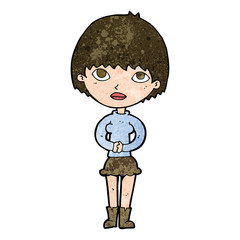 cartoon woman waiting patiently