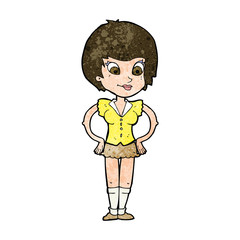 cartoon pretty woman with hands on hips