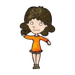 cartoon friendly woman waving