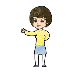 cartoon welcoming woman