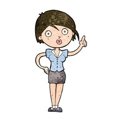 cartoon pretty woman with idea