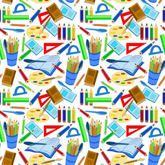 Education Tools Supplies Seamless Pattern Concept Study