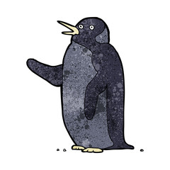 cartoon penguin waving