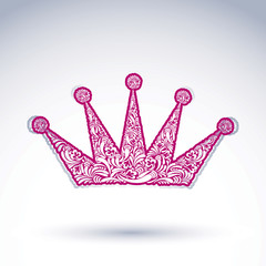 Flower-patterned imperial crown isolated on white background. Fl