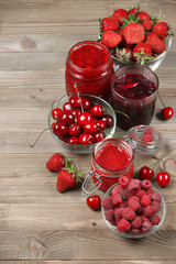 Various jams and berries