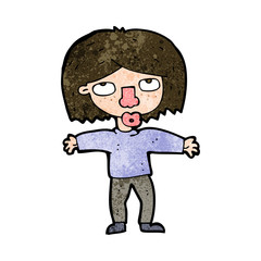 cartoon girl looking upwards