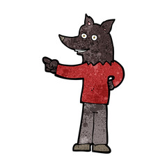 cartoon wolf man pointing
