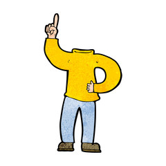 cartoon headless body with raised hand