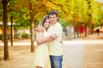 Beautiful young dating couple in Paris