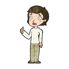 cartoon woman giving thumbs up symbol