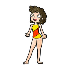 cartoon woman in swimming costume