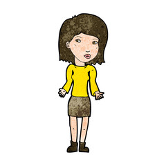 cartoon woman shrugging shoulders