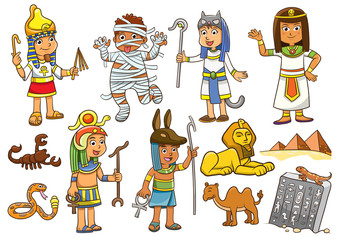 Illustration of egypt child cartoon character.