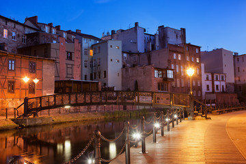 Old Town of Bydgoszcz by Night in Poland - obrazy, fototapety, plakaty