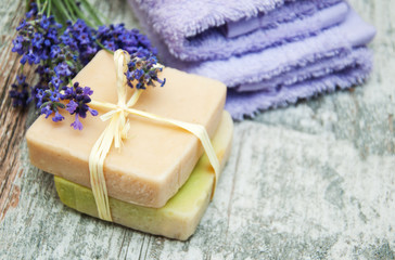 Fototapeta na wymiar Lavender and handmade soap