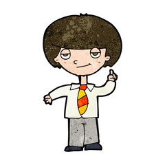 cartoon school boy answering question